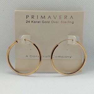 Primavera Sterling Siler 24k Gold Pated Hoop Earrings